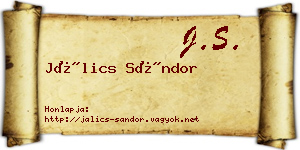 Jálics Sándor névjegykártya