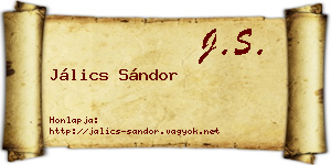 Jálics Sándor névjegykártya